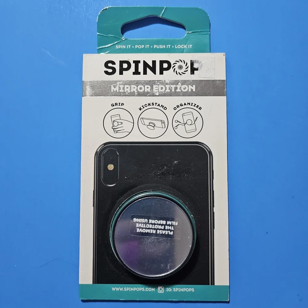 SpinPop: Pop-Up Phone Holder & Stand - SILVER MIRROR